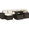 Image de vidaXL Ensemble de salon de jardin 7 pièces avec coussins Marron Poly rotin