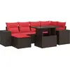 Image de vidaXL Ensemble de salon de jardin 9 pièces avec coussins Marron Poly rotin Acacia