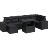 Image de vidaXL Ensemble de jardin canapé 8 pièces avec coussins noir poly rotin