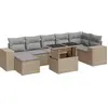 Image de vidaXL Ensemble de jardin canapé 8 pièces avec coussins Beige Poly Rattan