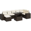 Image de vidaXL Ensemble de jardin canapé 8 pièces avec coussins Marron Poly rotin