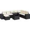 Image de vidaXL Ensemble de salon de jardin 9 pièces avec coussins noir poly rotin