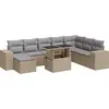 Image de vidaXL Ensemble de salon de jardin 9 pièces avec coussins beige Poly rotin