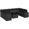 Image de vidaXL Ensemble de 10 canapés de jardin avec coussins noir poly rotin