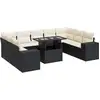 Image de vidaXL Ensemble de 10 canapés de jardin avec coussins noir poly rotin