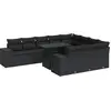 Image de vidaXL Ensemble de salon de jardin 11 pièces avec coussins noir poly rotin