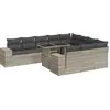 Image de vidaXL Ensemble de salon de jardin 11 pièces avec coussins gris clair Poly rotin