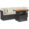 Image de vidaXL Ensemble de salon de jardin 5 pièces avec coussins noir poly rotin