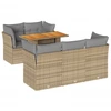 Image de vidaXL Ensemble de salon de jardin 6 pièces avec coussins Beige Poly Rattan