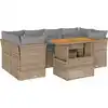 Image de vidaXL Ensemble de salon de jardin 7 pièces avec coussins Beige Poly Rattan