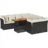 Image de vidaXL Ensemble de salon de jardin 9 pièces avec coussins noir poly rotin