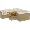 Image de vidaXL Ensemble de salon de jardin 9 pièces avec coussins beige Poly rotin
