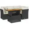 Image de vidaXL Ensemble de salon de jardin 5 pièces avec coussins noir poly rotin