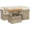 Image de vidaXL Ensemble de salon de jardin 5 pièces avec coussins Beige Poly Rattan