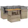 Image de vidaXL Ensemble de salon de jardin 5 pièces avec coussins Beige Poly Rattan