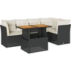 Image de vidaXL Ensemble de salon de jardin 6 pièces avec coussins noir poly rotin