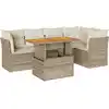 Image de vidaXL Ensemble de salon de jardin 6 pièces avec coussins Beige Poly Rattan