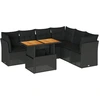 Image de vidaXL Ensemble de salon de jardin 7 pièces avec coussins noir poly rotin