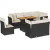 Image de vidaXL Ensemble de salon de jardin 9 pièces avec coussins noir poly rotin
