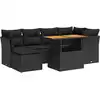 Image de vidaXL Ensemble de salon de jardin 7 pièces avec coussins noir poly rotin