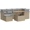 Image de vidaXL Ensemble de salon de jardin 7 pièces avec coussins Beige Poly Rattan