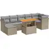 Image de vidaXL Ensemble de jardin canapé 8 pièces avec coussins Beige Poly Rattan