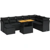 Image de vidaXL Ensemble de salon de jardin 9 pièces avec coussins noir poly rotin