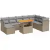 Image de vidaXL Ensemble de salon de jardin 9 pièces avec coussins beige Poly rotin