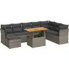 Image de vidaXL Ensemble de salon de jardin 9 pièces avec coussins Gris Poly rotin