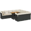 Image de vidaXL Ensemble de salon de jardin 11 pièces avec coussins noir poly rotin