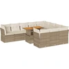 Image de vidaXL Ensemble de salon de jardin 11 pièces avec coussins Beige Poly Rattan