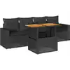 Image de vidaXL Ensemble de salon de jardin 5 pièces avec coussins noir poly rotin