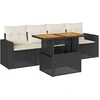 Image de vidaXL Ensemble de salon de jardin 5 pièces avec coussins noir poly rotin