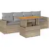 Image de vidaXL Ensemble de salon de jardin 5 pièces avec coussins Beige Poly Rattan
