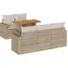Image de vidaXL Ensemble de salon de jardin 6 pièces avec coussins Beige Poly Rattan