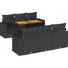 Image de vidaXL Ensemble de salon de jardin 7 pièces avec coussins noir poly rotin