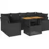 Image de vidaXL Ensemble de salon de jardin 7 pièces avec coussins noir poly rotin