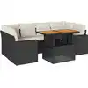 Image de vidaXL Ensemble de salon de jardin 7 pièces avec coussins noir poly rotin