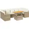 Image de vidaXL Ensemble de jardin canapé 8 pièces avec coussins Beige Poly Rattan