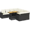 Image de vidaXL Ensemble de salon de jardin 9 pièces avec coussins noir poly rotin