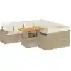 Image de vidaXL Ensemble de salon de jardin 9 pièces avec coussins beige Poly rotin