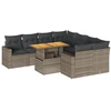 Image de vidaXL Ensemble de salon de jardin 9 pièces avec coussins Gris Poly rotin