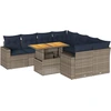 Image de vidaXL Ensemble de salon de jardin 9 pièces avec coussins Gris Poly rotin