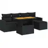 Image de vidaXL Ensemble de salon de jardin 6 pièces avec coussins noir poly rotin