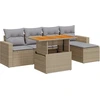 Image de vidaXL Ensemble de salon de jardin 6 pièces avec coussins Beige Poly Rattan