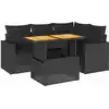Image de vidaXL Ensemble de salon de jardin 5 pièces avec coussins noir poly rotin