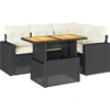 Image de vidaXL Ensemble de salon de jardin 5 pièces avec coussins noir poly rotin