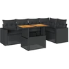 Image de vidaXL Ensemble de salon de jardin 6 pièces avec coussins noir poly rotin