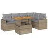 Image de vidaXL Ensemble de salon de jardin 6 pièces avec coussins Beige Poly Rattan
