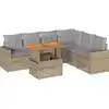 Image de vidaXL Ensemble de salon de jardin 7 pièces avec coussins Beige Poly Rattan